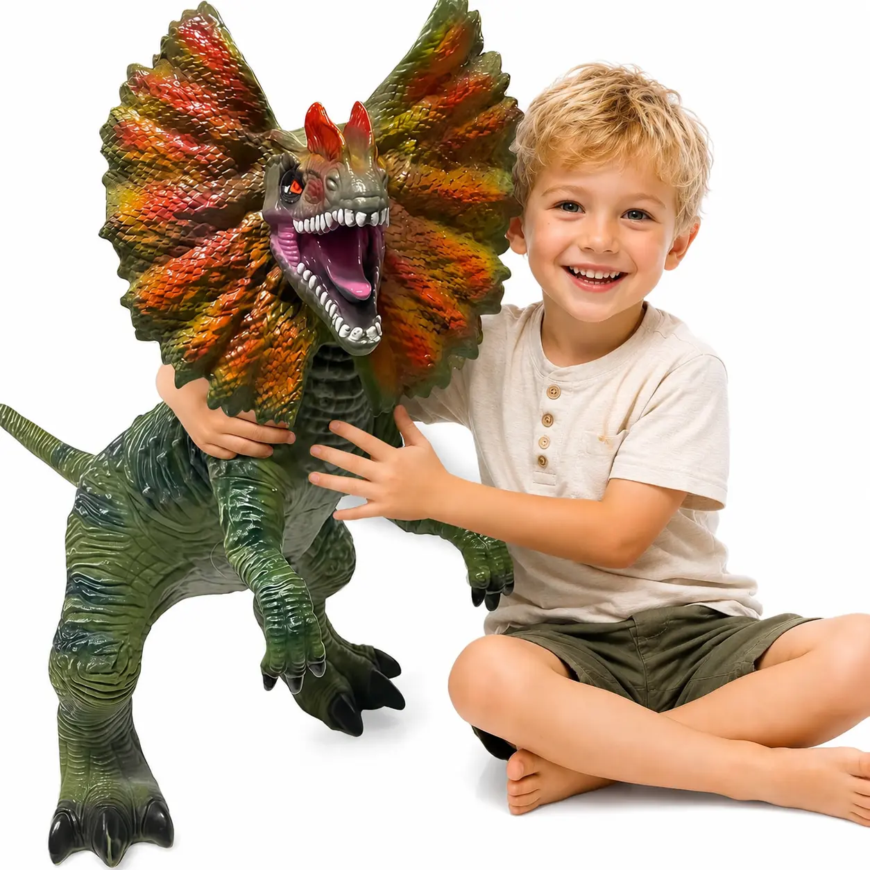 29" Large Soft Inflatable Dilophosaurus Toy - Body Safe Dinosaurs & Prehistoric Creatures, Kids 3-5 Party Favors, Birthday Gifts for Boys Girls