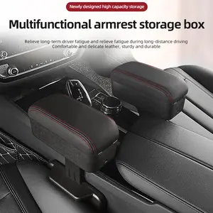 Multifunctional Car Armrest Storage Box, Center Console Gap Organizer with Armrest Heightening Pad & Elbow Support, Universal Auto Seat Crevice Storage Box