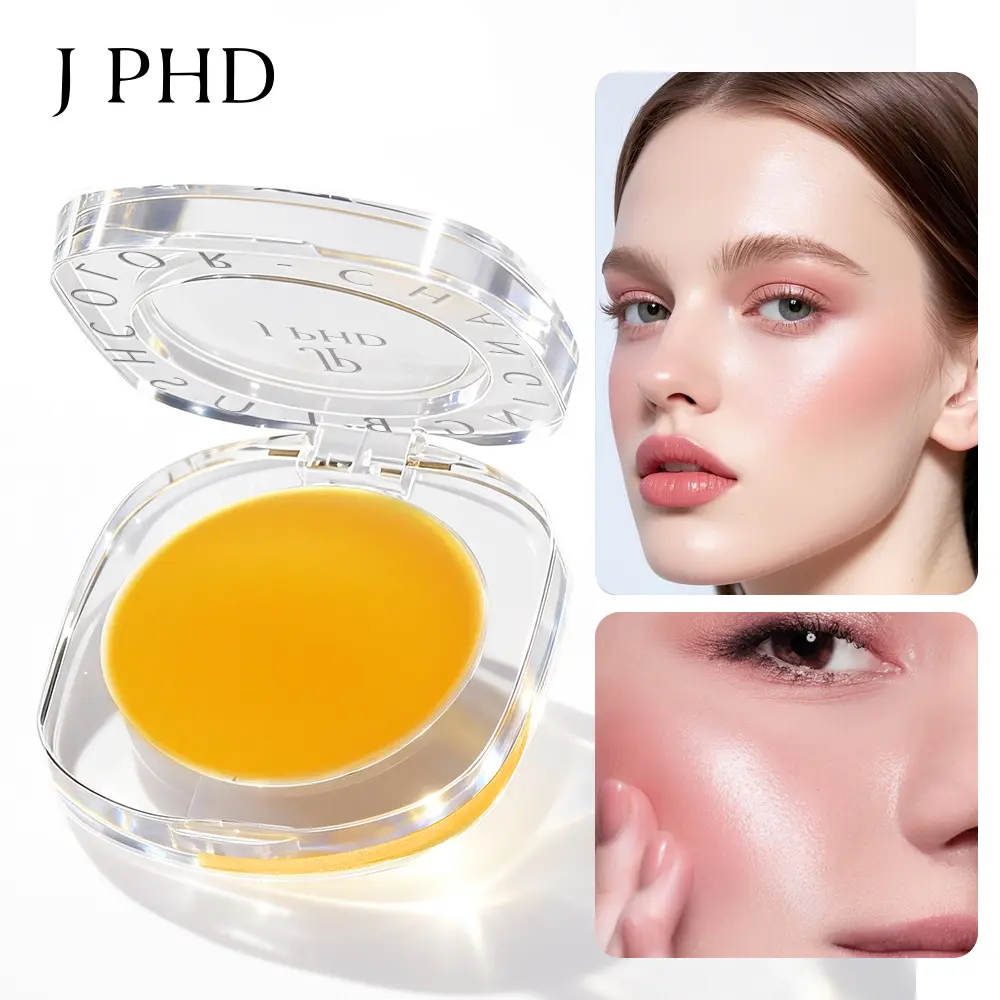 J-PHD Color Changing Cosmetic Blush, a High Shine Cream in Yellow that Brightens Skin Tone for a Multi-Use Radiant Glow, Cheeks/Eyes/Lips, Glowing Makeup, Brightening, Glam Style, Aesthetic Glow