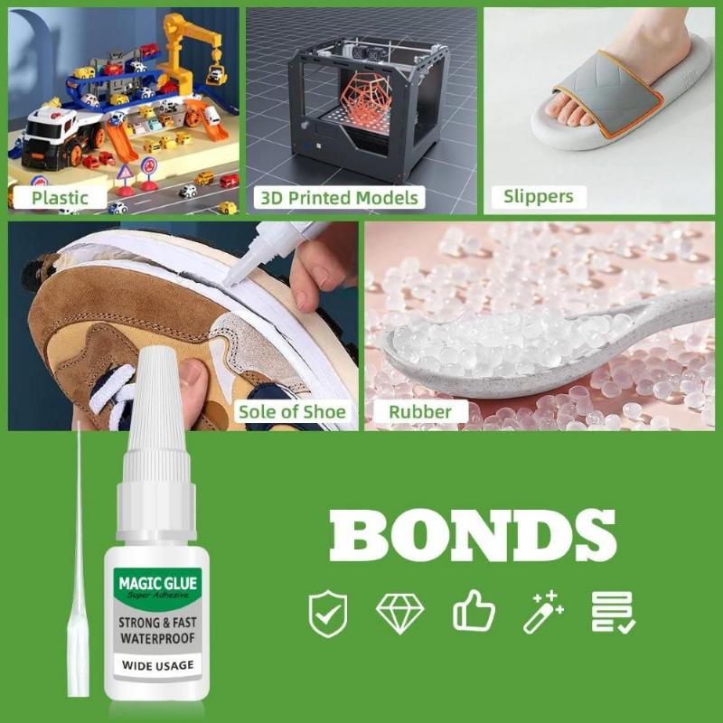 Multi-Purpose Adhesive, 4PCS Magic Super Glue for Shoes, Ceramics, Porcelain, Metals, Plastics and More, Instant Bond and High-Strength 4PCS Magic Glue Shoe Glue New Super Glue