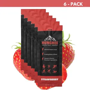 Hunghee Energy Strawberry 6-PACK - Organic Grass-Fed Ghee Packets Raw Honey & Sea Salt Healthy Snack