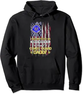 USA Flag He Protects Me Proud US Coast Guard Daddy Pullover Hoodie - Keylamartine Shop 90B0BRKYDQ3R
