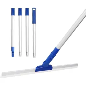 17" Magic Broom Squeegee Broom with 56" Adjustable Long Handle for Floor Bathroom Kitchen,Shower Tile Pet Hair  Marble Glass Window Cleaning