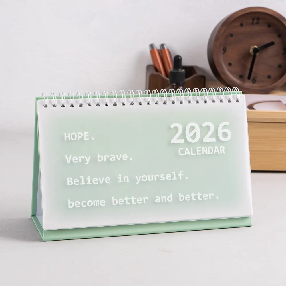 Korean Style Waterproof Coil Desk Calendar 2026 New Edition, Desktop Planner Book, Fresh Design, Perfect for Home Office Use