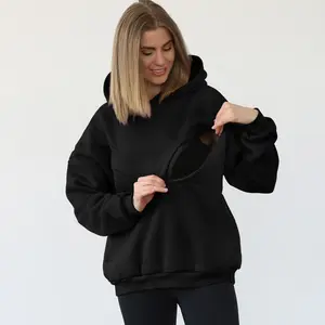 Ultra Soft Oversized Nursing & Pregnancy Hoodie (Noir)