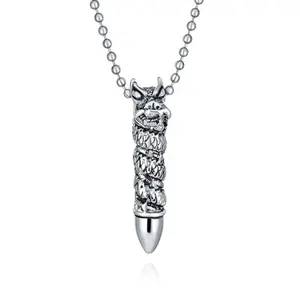 Biker Goth Viking Dragon Bullet Pendant Necklace Stainless Biker Goth Viking Dragon Bullet Pendant Necklace Stainless