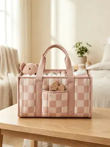 Large Capacity Plaid Diaper Bag, Fashionable and Practical, Designed for Parents on the Go, Durable and Spacious, All Seasons Use