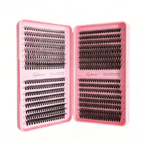640 clusters, 32 rows, large capacity fluffy clustered eyelashes, 30D, 40D, 50D mixed set eyelash book, D-roll, 9-16mm mixed length, naturally long-lasting curling, reusable DIY eyelash extension cosmetics