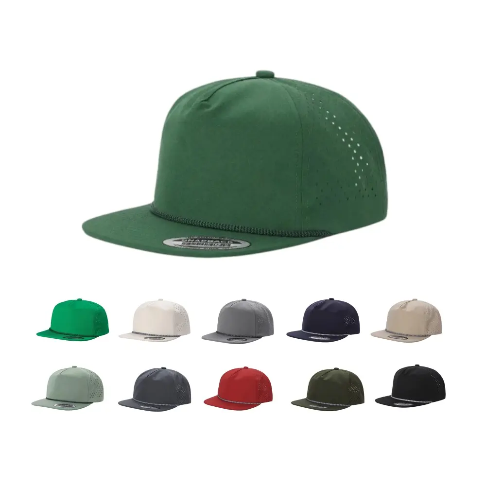 Unisex 5-Panel Waterproof Snapback Cap - Cotton/Polyester Fabric, Breathable Perforations, Baseball/Softball Team Merch, All-Seasons Outdoor Sports Hat