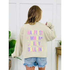 Happiest When Dilly Dallying Graphic Crewneck Sweatshirt