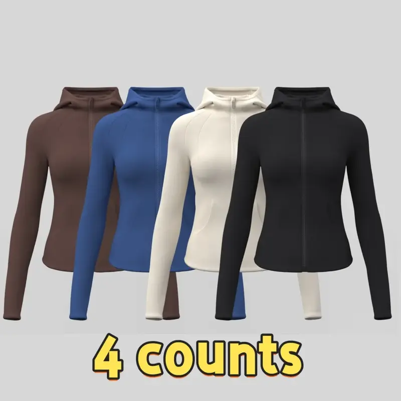 Women's Solid Zip Up Sports Jacket, Long Sleeve Thumb Hole Sports Outerwear, Ladies Sportswear for Indoor Outdoor Wear, Casual Chic Outerwear