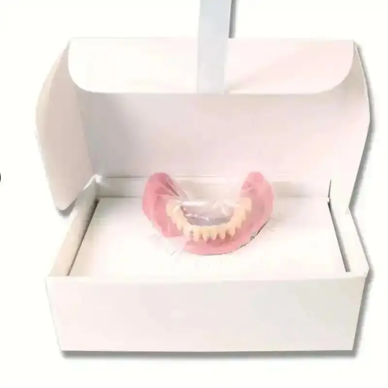 Easy Denture for Adults |       High-Impact Acrylic Upper & Lower Replacement Teeth - Includes Adhesives & Cleaning Tablets - Reusable Boil-and-Bite Denture Set for Males & Females