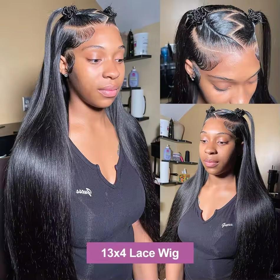 Bling Hair 30 36 Inch Bone Straight Human Hair Wigs 13x6 HD Transparent Lace Frontal Wig 210 Density For Women Pre Plucked Brazilian Lace Human Hair Wig