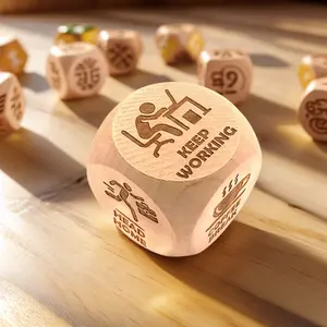 Wooden Decision Dice Six Sides, Game, Fun Office & Study Break Creative Gift, Perfect Colleague Present, Ideal Birthday & Holiday Choice