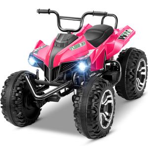 Hikole 24V 2 Seater Kids ATV, 4WD Ride On Four Wheele, LED Light, Metal Body, MP3, USB, Spring Suspension, Electric Quad for Boys Girls