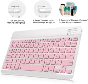 Bluetooth Keyboard for iPad 10th Gen Rechargeable 10 inch Wireless Keyboard for iPhone iPad mini Samsung Tablets Ultra Slim Travel Office Computer Accessories Pink Space Chocolate