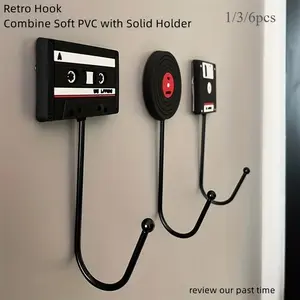 1/3/6pcs Retro-Style Nail-Free Hanger - Hang Your Backpack, Headset, Stationery & More - Perfect For Office Cubicles, Studies, Esports & Gaming Rooms!