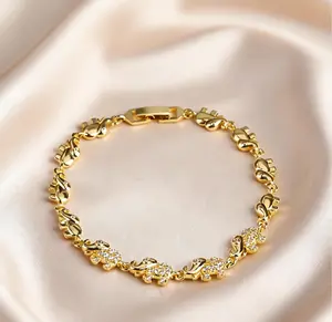 Girls Gold Plated Elephant Bracelet 7.9inch -Water Resistant & Hypoallergenic