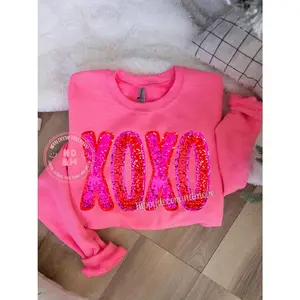Sparkly Valentines Day Shirt, Valentines Day Xoxo Pink Red Faux Glitter Valentines Womenswear, Best Gift For Women, Girlfriends XWZVN