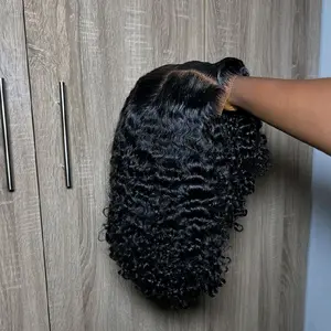 Burmese Curly Bob wig 13x4 Transparent Lace Wig 200% Density Full Frontal 100% Human Hair Adjustable Straps Glueless Wig Option