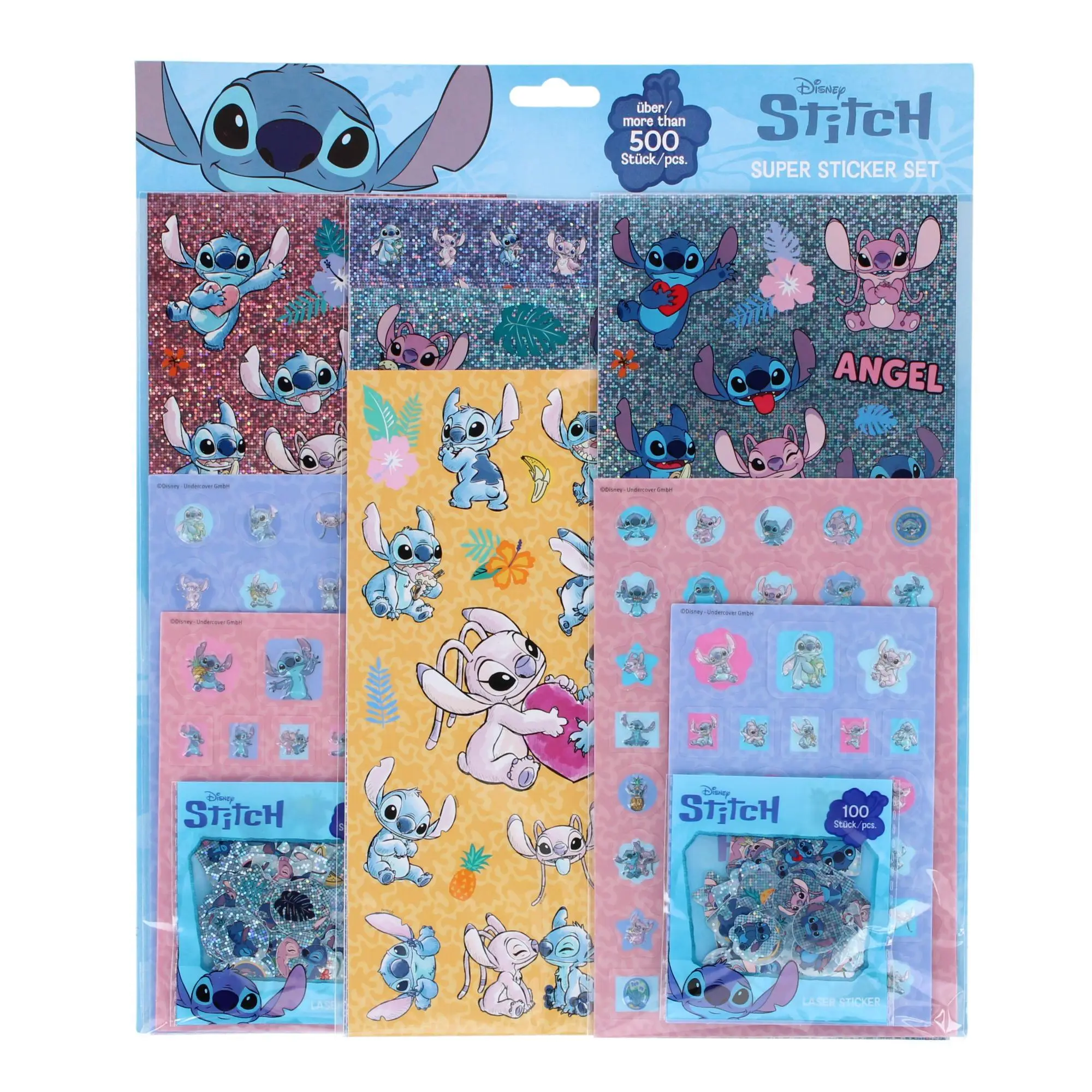 Textiel Trade Disney's Kid's Lilo & Stitch 500 Piece Sticker Set, Bifold Wallets, Party Favors, Kids Party Favors, Glitter Stickers, Adorable Artwork, Character Sheets