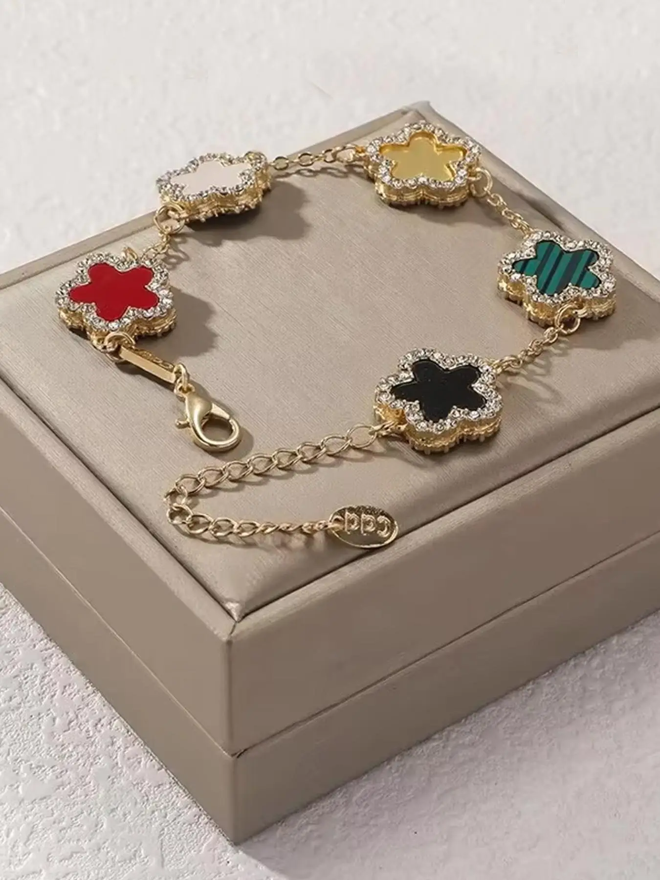 Flower Design Charms Bracelet, Fashionable Rhinestone Decorated Bracelet for Women & Girls, Trendy All-match & Exquisite Fashion Jewelry Accessories f