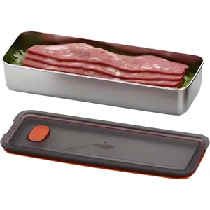 Bacon Container for Refrigerator, 304 Stainless Steel Sealed Food Storage Container with Silicone-Sealed and Air Vent ，Safe Deli Containers SealPro Bacon Box
