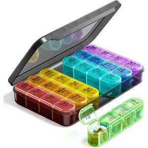 Weekly Pill Organizer 4 Times a Day, BPA Free Daily Pill Box 7 Day, Large Travel Pill Case with 28 Compartment to Hold Medicine, Vitamin and Supplement