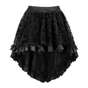 Bengup Pirate Skirt Renaissance Vintage Skirt High Low Outfits Saloon Girl Costumes Steampunk Dress Halloween Costume Gothic Party Outfit Skirts 7056-Z1