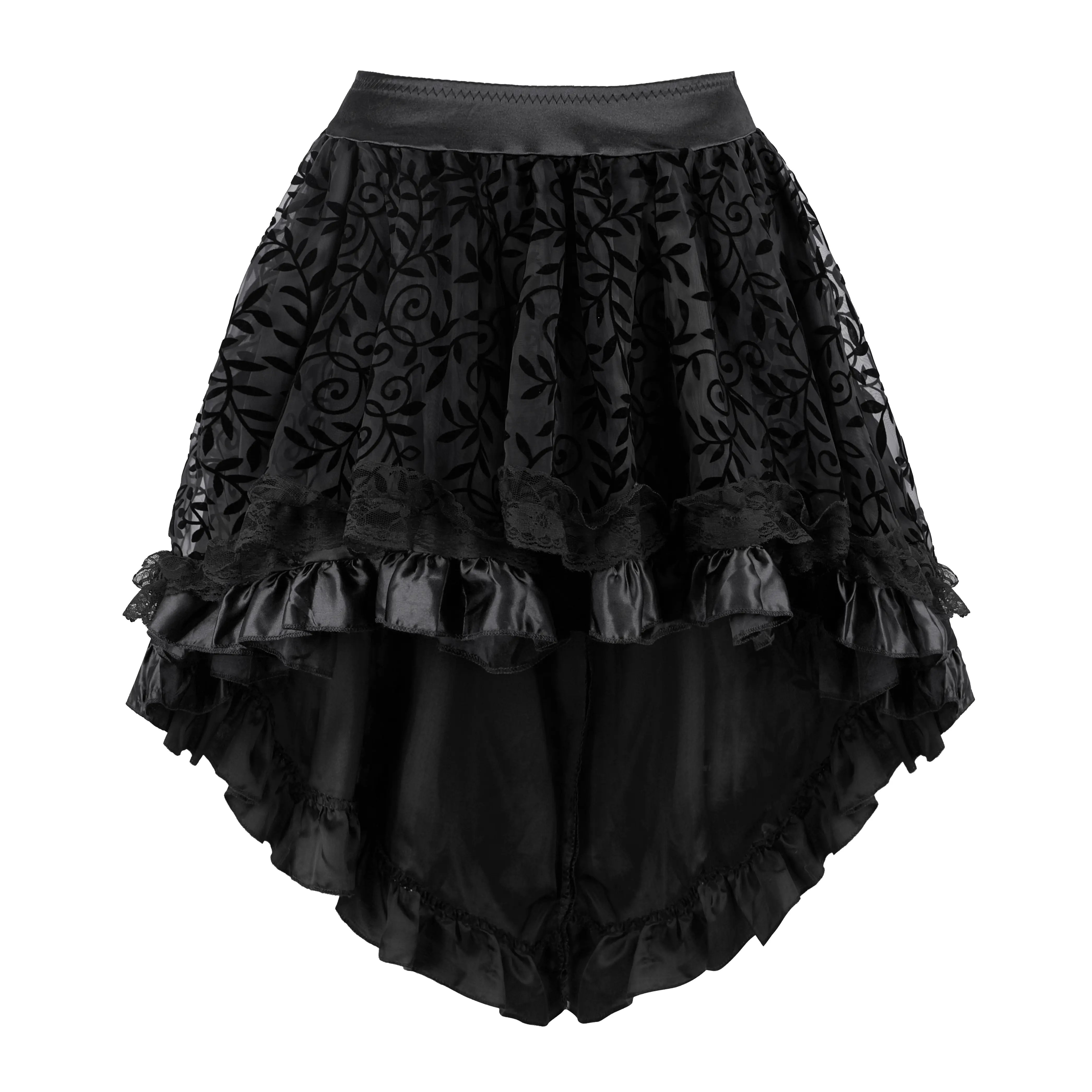 Bengup Pirate Skirt Renaissance Vintage Skirt High Low Outfits Saloon Girl Costumes Steampunk Dress Halloween Costume Gothic Party Outfit Skirts 7056-Z1