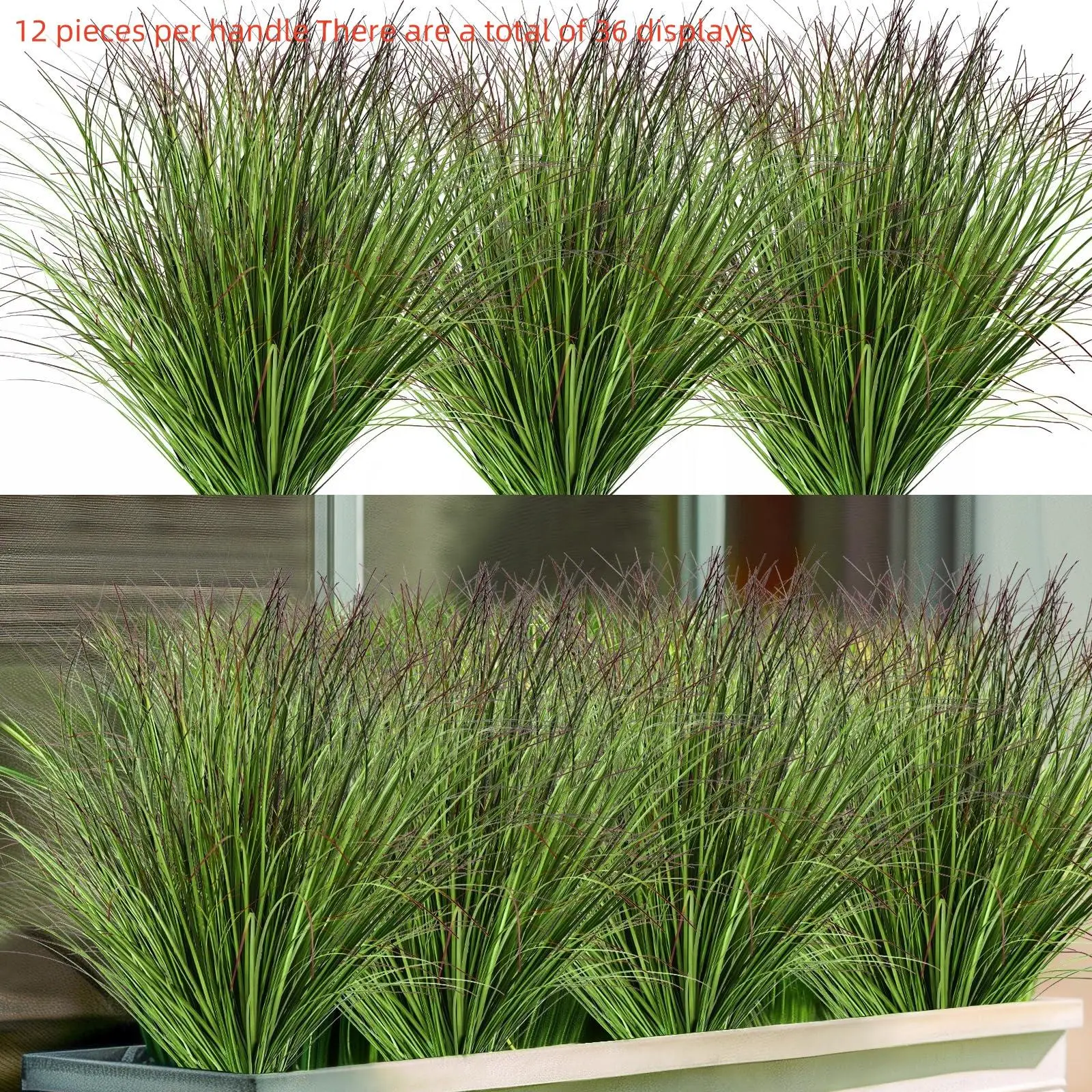 Artificial Plants Plastic Stems UV Resistant Outdoor Decor, 12/24 Pack Fake Shrubs Wheat Grass Home Garden Decoration