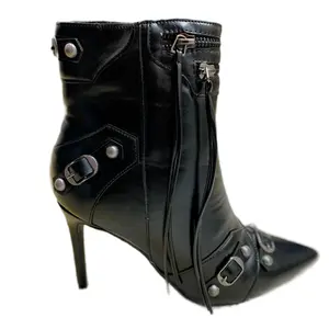 "Boss Babe" Black Boot with Unique Design and Silver Accents
