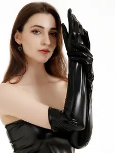 Long Sexy Women's Leather Gloves, Faux Leather Decorative Gloves, Anime Cosplay Metal Dance Performance Gloves, Accessories