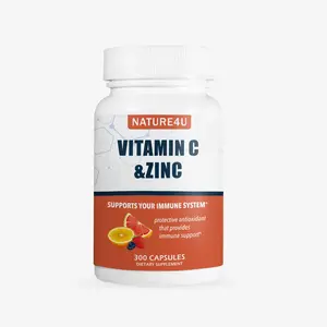 Nature4U Vitamin C 1000mg With Zinc For Immune Support Health 300 Capsules Edible Supplement Healthcare