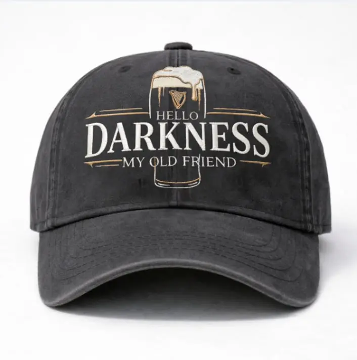Hello Guinness St Patrick Hat, Dad Cap Washed, Irish Shamrock Guinness Pint Embroidery Hat, Vitamin G Embroidery Hat, Beer Dad Hat