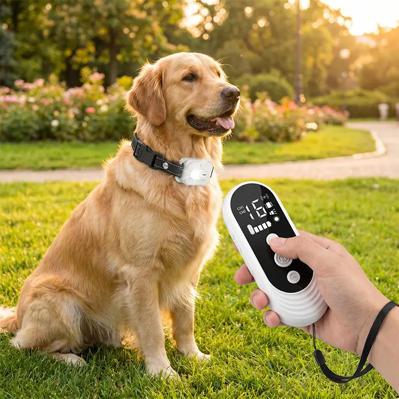 Dog Training Collar with Remote Control, 3300FT and 3 Training Modes Beep,Vibration,LED Night Light,IPX7 Waterproof Rechargeable E-Collar for All Breeds (8-150 lbs)Nylon collar, comfortable to wear（Pearl white）C94V