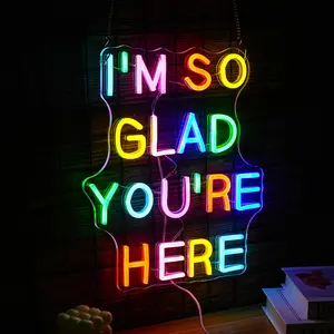 I’m So Glad You’re Here LED Illuminated Neon Sign for Home Decor, Illuminated Sign, Led Signs
