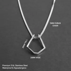 Minimalist Ring Holder Necklace, Silver Geometric Ring Holder Pendant Necklace for Women &Man Functional Jewelry