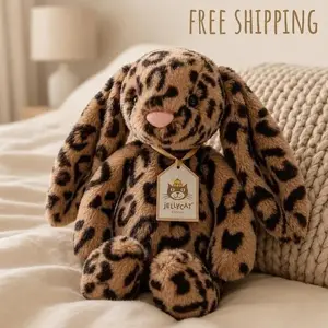Jellycat Cobblehop Bunny Ruby Leopard Plush with Dust Bag, Rare Spotted Bunny Stuffed Animal, Collector Gift, NWT US Stock