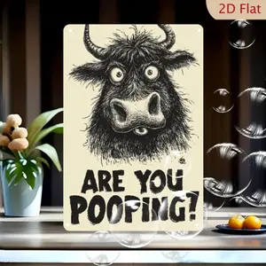 Funny "Are You Pooping?" Highland Cow Bathroom Metal Sign - 8x12 Inch Rustic Farmhouse Bathroom Wall Art with Scottish Cow, Humorous Indoor/Outdoor Decoration Suitable for Home, for Man Cave, Bars, Cafes, 2D Flat funny bathroom print