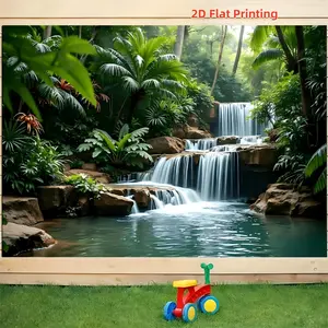 Large Outdoor Decorative Rainforest Waterfall Landscape Flag, Perfect Party Background and Festival Garden Decoration, Garden Accessories