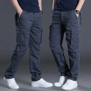 Cotton Multi Flap Pockets Men's Straight Leg Cargo Pants Loose Casual Outdoor Pants Men's Work Pants For Hiking Tactical