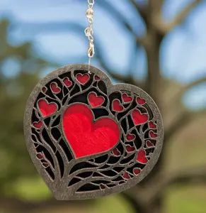 Heart-Themed Hanging Decor - Intricate Laser-Cut Design for Valentine's Day or Any Occasion