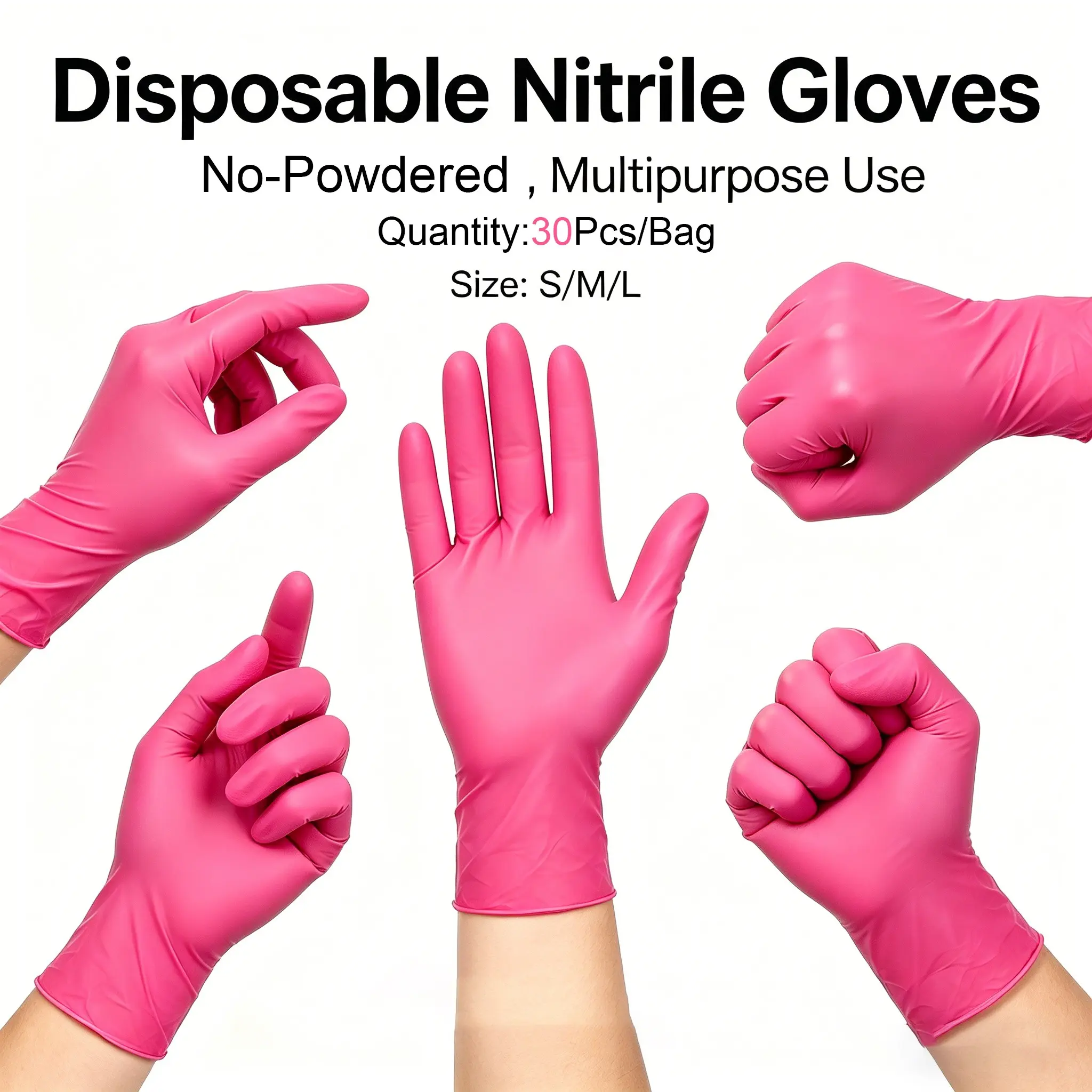 30 Pairs Nitrile Gloves, Highly Elastic and Durable, Ideal for Painting, Makeup, Nail Art, Pet Care, Home Cleaning, DIY Projects, Household Cleaning Gloves