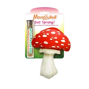 Get Sprung Marvelous Mushroom Refillable Catnip Toy- Interactive Plush Cat Toy