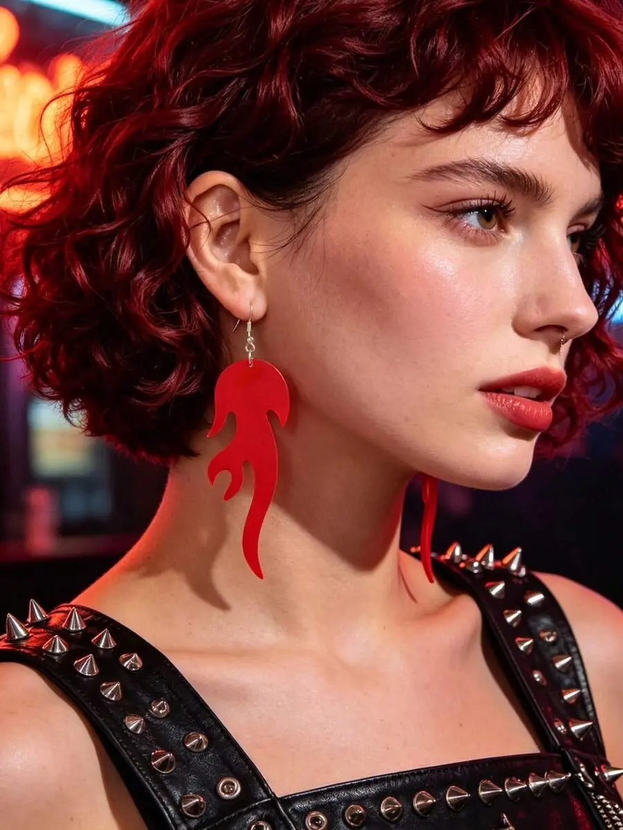 Flame Drop Earrings, Fashion Costume Jewelry Accessories for Women