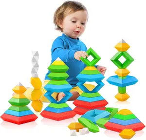 flash card Hieoby Montessori Toys for 1 2 3 4 Year Old Boys Girls Toddlers Preschool Learning Activities 30Pcs Building Blocks Stacking Educational Toys STEM Sensory Gifts for Kids Age 1-2 2-4