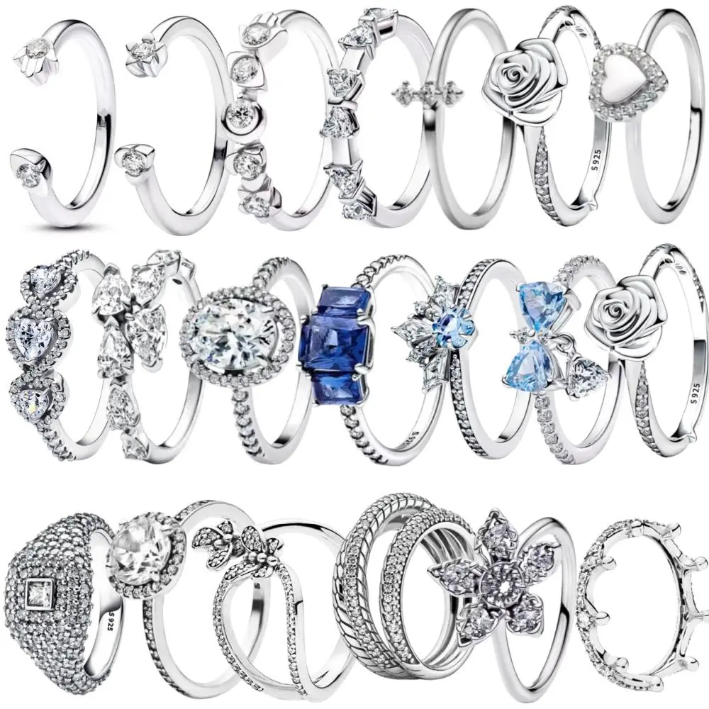 2026  925 Silver,Heart-Shaped,Floral,Bow Size 6 7 8 9 European Women's Fashion Charm Luxury Jewelry Gifts ﻿