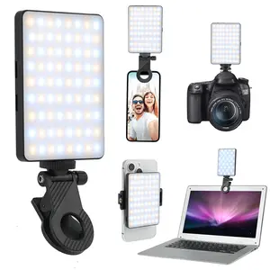 Portable Selfie Fill Light, Video Conference Lighting with Clip & Camera Tripod Adapter, Rechargeable 90 LED Light for iPhone, Android, iPad, Laptop, 3 Light Modes for Makeup, Selfie, Vlog