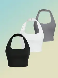 Women's Summer Sleeveless Crop Top Set, Athleisure Wear Set, Breathable Fabric, Casual Slim Fit, Perfect for Outdoor Travel & Sports, Gift for Girlfriend, Yoga Clothes Set